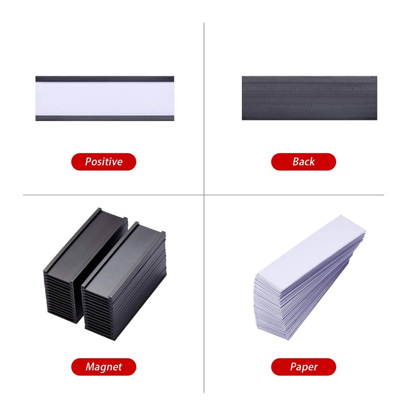 Eeoyu Magnetic Label Holders with Magnets Magnetic Data Card Holders with Clear Plastic Protectors for Metal Shelf, Whiteboard, Set of 30 (1 x 3 Inch) - Image 5